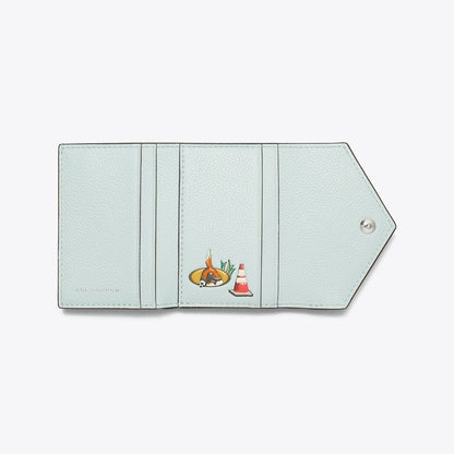 Tory Burch T Monogram Pebbled Small Envelope Wallet Light Sea