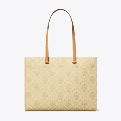 Tory Burch T Monogram Pebbled Tote Biscotti