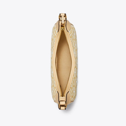 Tory Burch T Monogram Raffia Crescent Bag Natural