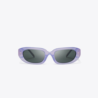Tory Burch T Monogram Rectangle Sunglasses MILKY PURPLE/GREY