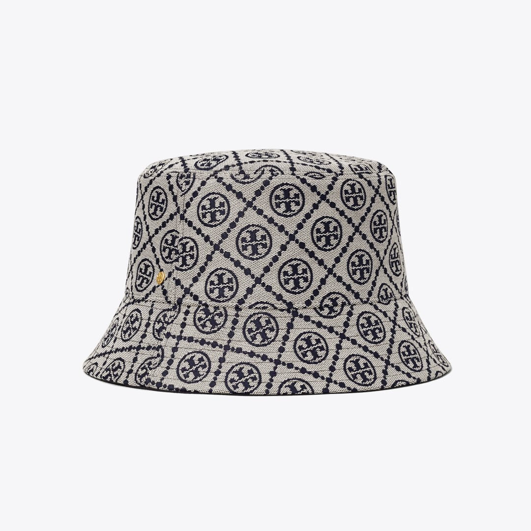 Tory Burch T Monogram Short-Brim Bucket Hat Tory Navy