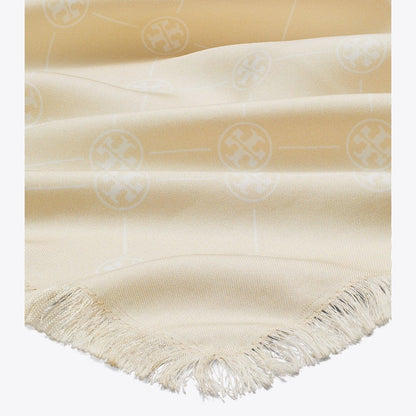 Tory Burch T Monogram Silk Oblong Scarf Pink/Yellow