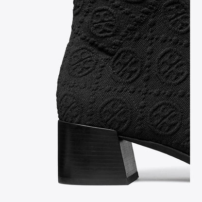 Tory Burch T Monogram Stretch Ankle Boot PERFECT BLACK