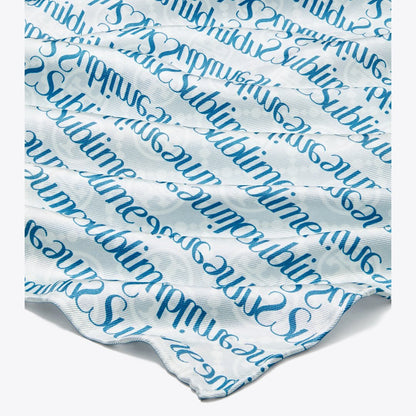 Tory Burch T Monogram Sublime Silk Scarf Blue
