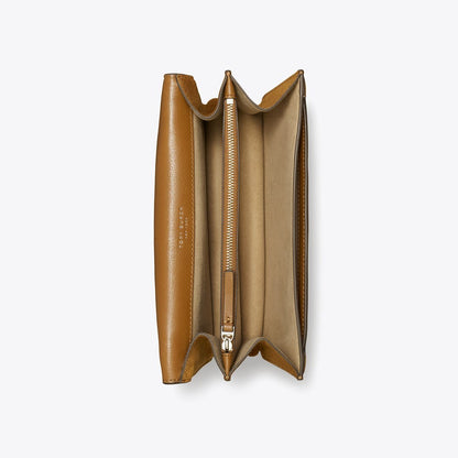 Tory Burch T Monogram Suede Shoulder Bag CHICORY BROWN