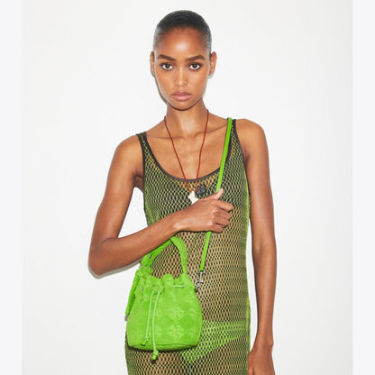Tory Burch T Monogram Terry Mini Bucket Bag Bright Fern