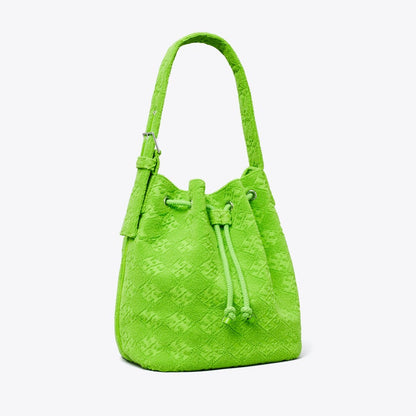 Tory Burch T Monogram Terry Oversized Bucket Bag Bright Fern