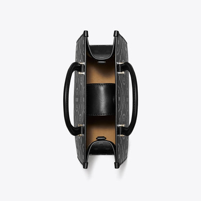 Tory Burch T Monogram Top-Handle Embossed Tote Black