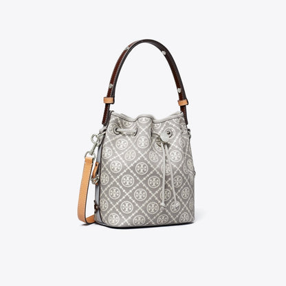 Tory Burch T Monogram Utility Bucket Bag Gray
