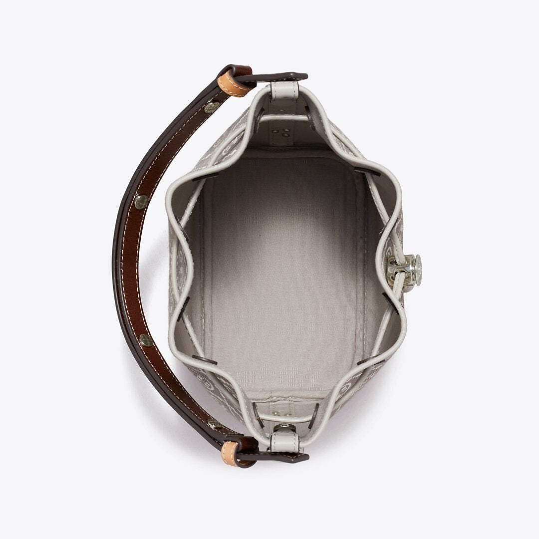 Tory Burch T Monogram Utility Bucket Bag Gray