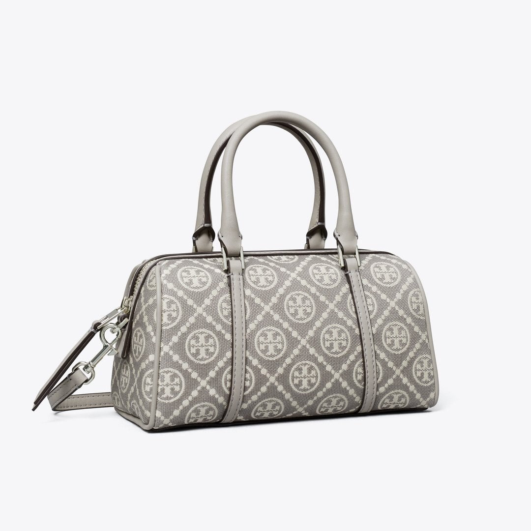 Tory Burch T Monogram Utility Mini Barrel Bag Gray