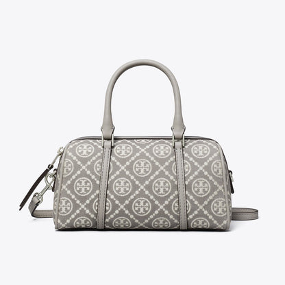 Tory Burch T Monogram Utility Mini Barrel Bag Gray