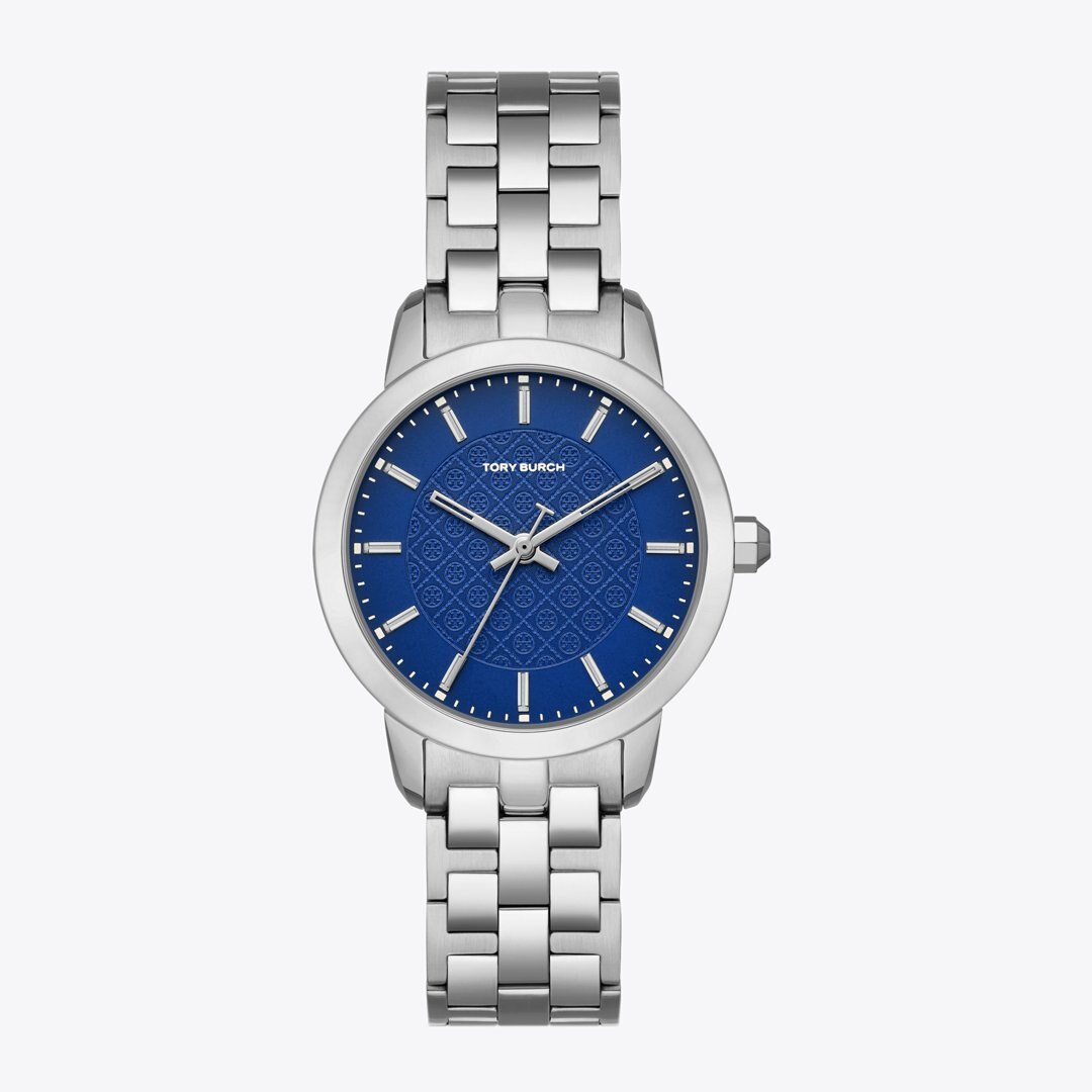 Tory Burch T Monogram Watch BLUE/SILVER
