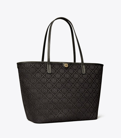 T Monogram Zip Tote Black Black