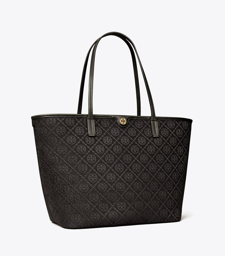 T Monogram Zip Tote Black Black