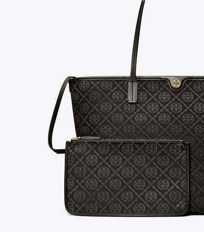 T Monogram Zip Tote Black Black