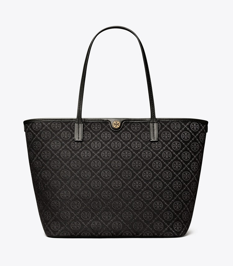 T Monogram Zip Tote Black Black