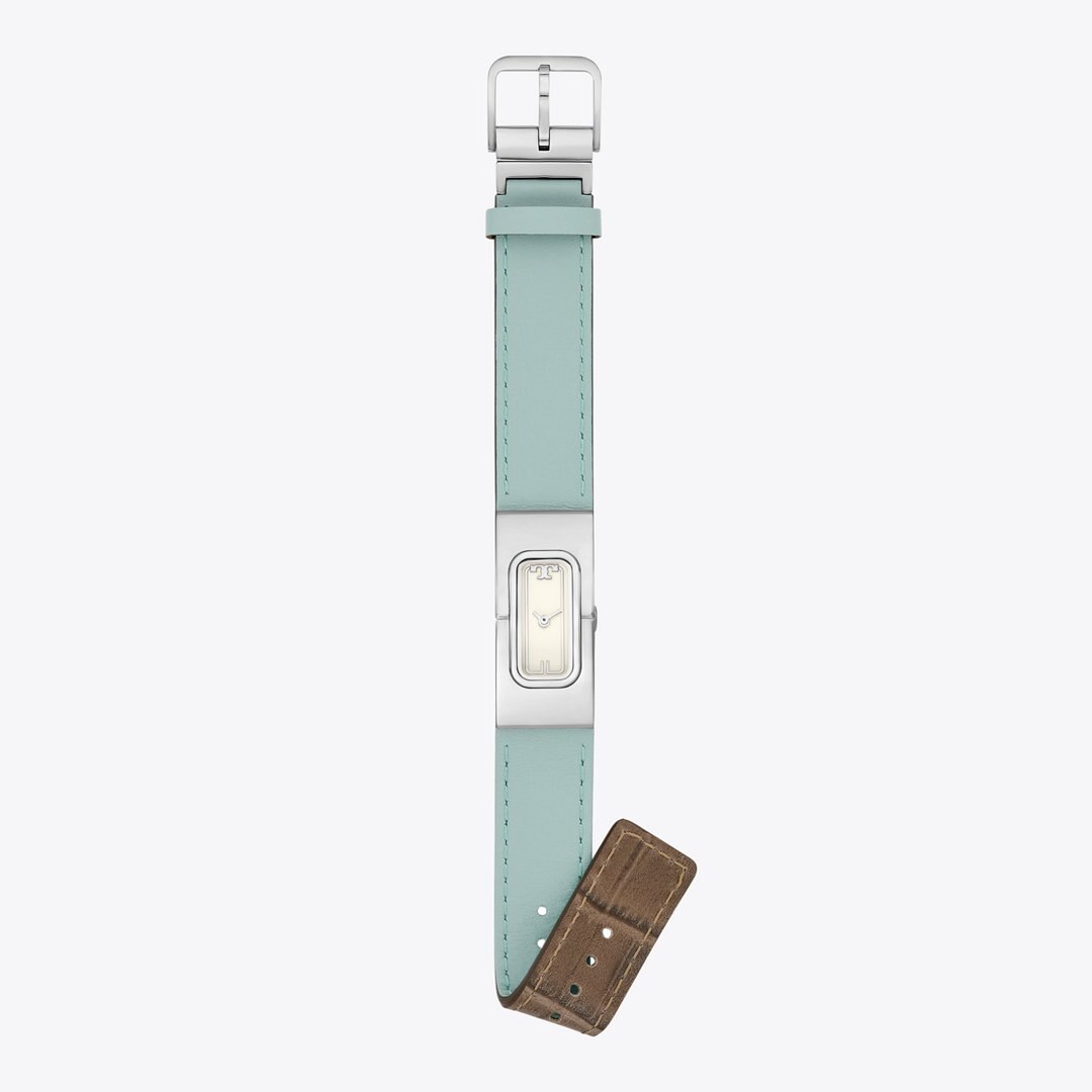 Tory Burch T Watch LIGHT BLUE/FAUX CROC GREY