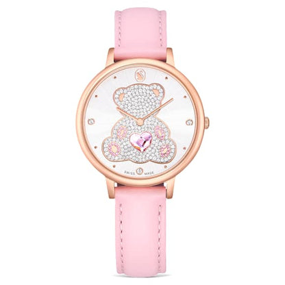 Swarovski Teddy Watch Swiss Made Leather Strap Pink Rose Gold-Tone Finish SW5739838