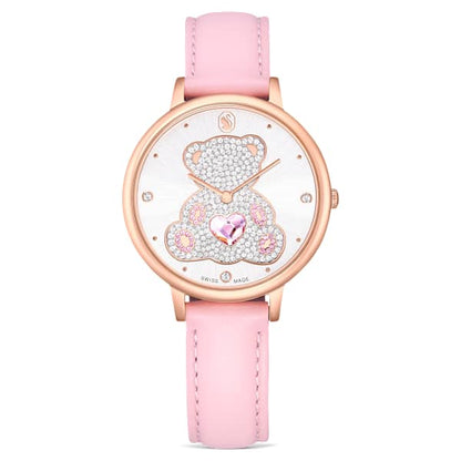 Swarovski Teddy Watch Swiss Made Leather Strap Pink Rose Gold-Tone Finish SW5739838