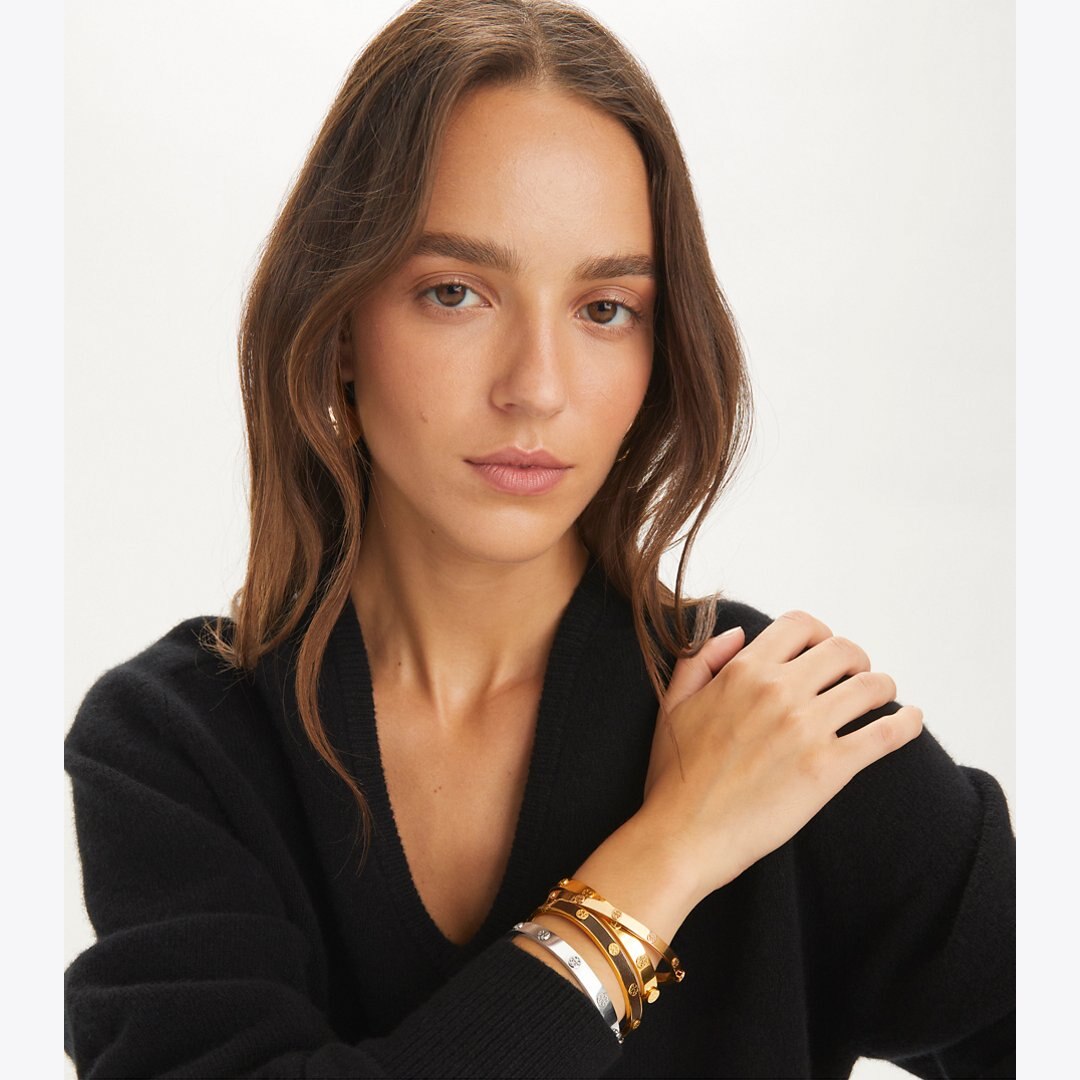 Tory Burch Thin Icon Hinge Bracelet Tory Silver / Tory Gold
