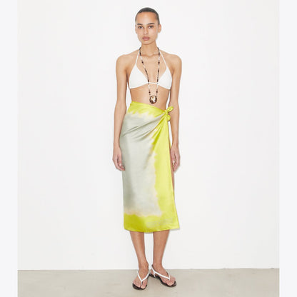 Tory Burch Tie-Dye Silk Square Scarf Khaki / Yellow