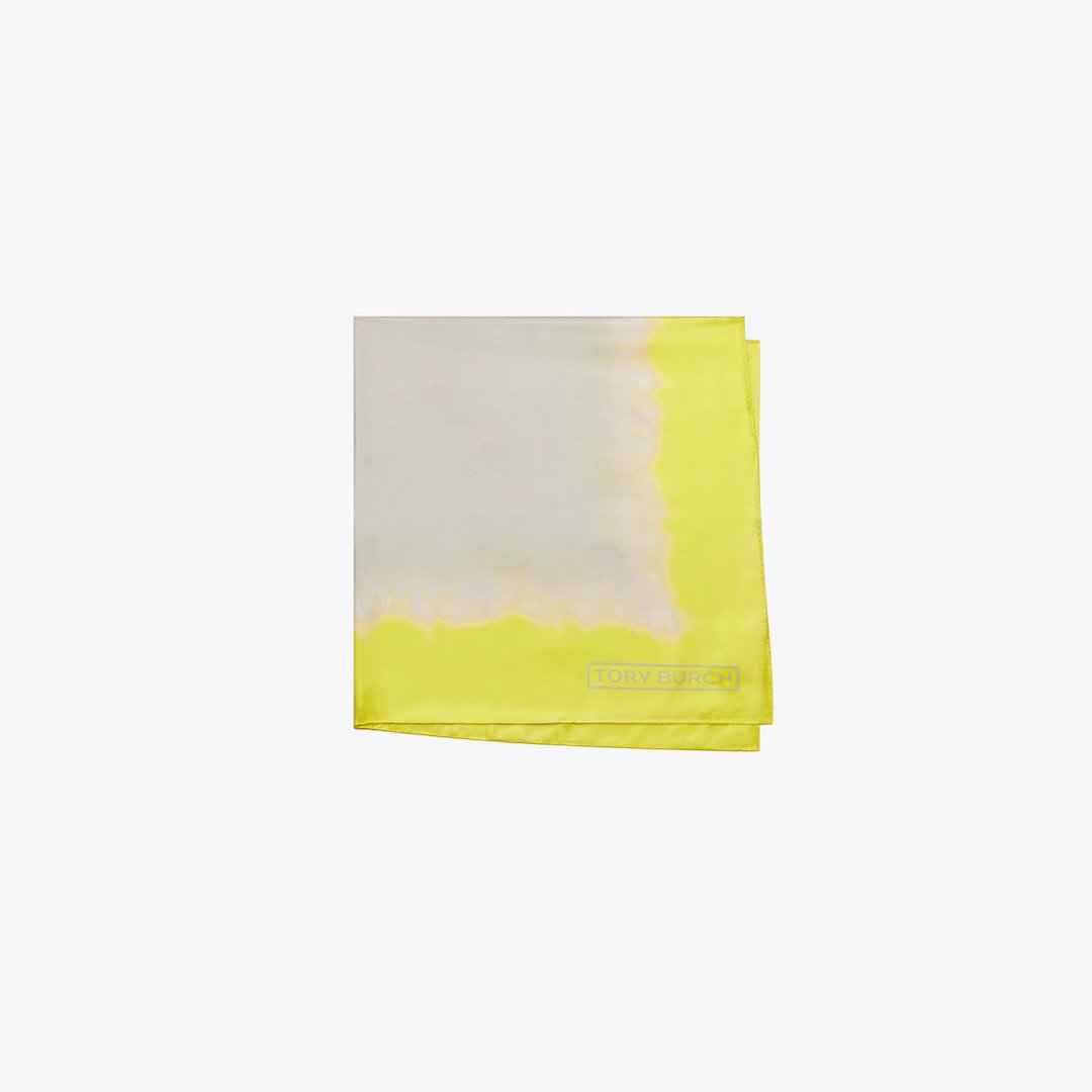 Tory Burch Tie-Dye Silk Square Scarf Khaki / Yellow