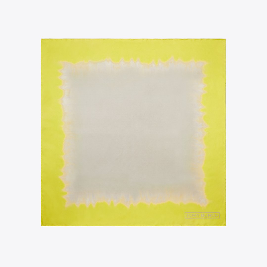 Tory Burch Tie-Dye Silk Square Scarf Khaki / Yellow