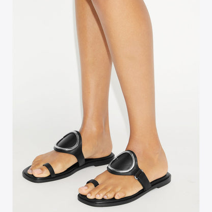 Tory Burch Toe Ring Sandal PERFECT BLACK / SILVER