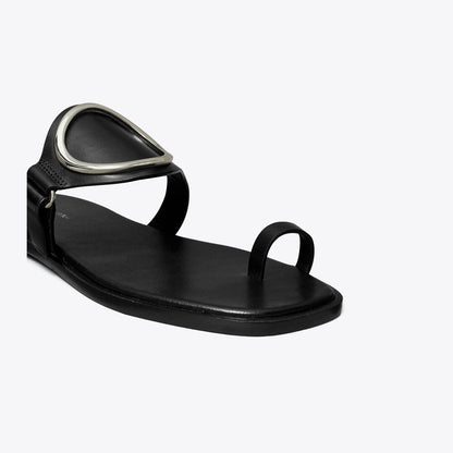 Tory Burch Toe Ring Sandal PERFECT BLACK / SILVER