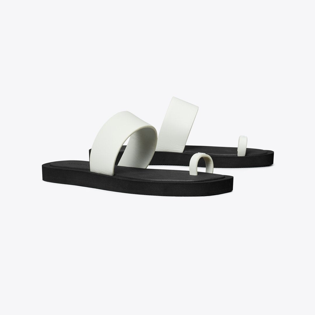 Tory Burch Toe Ring Slide CLOUD / PERFECT BLACK