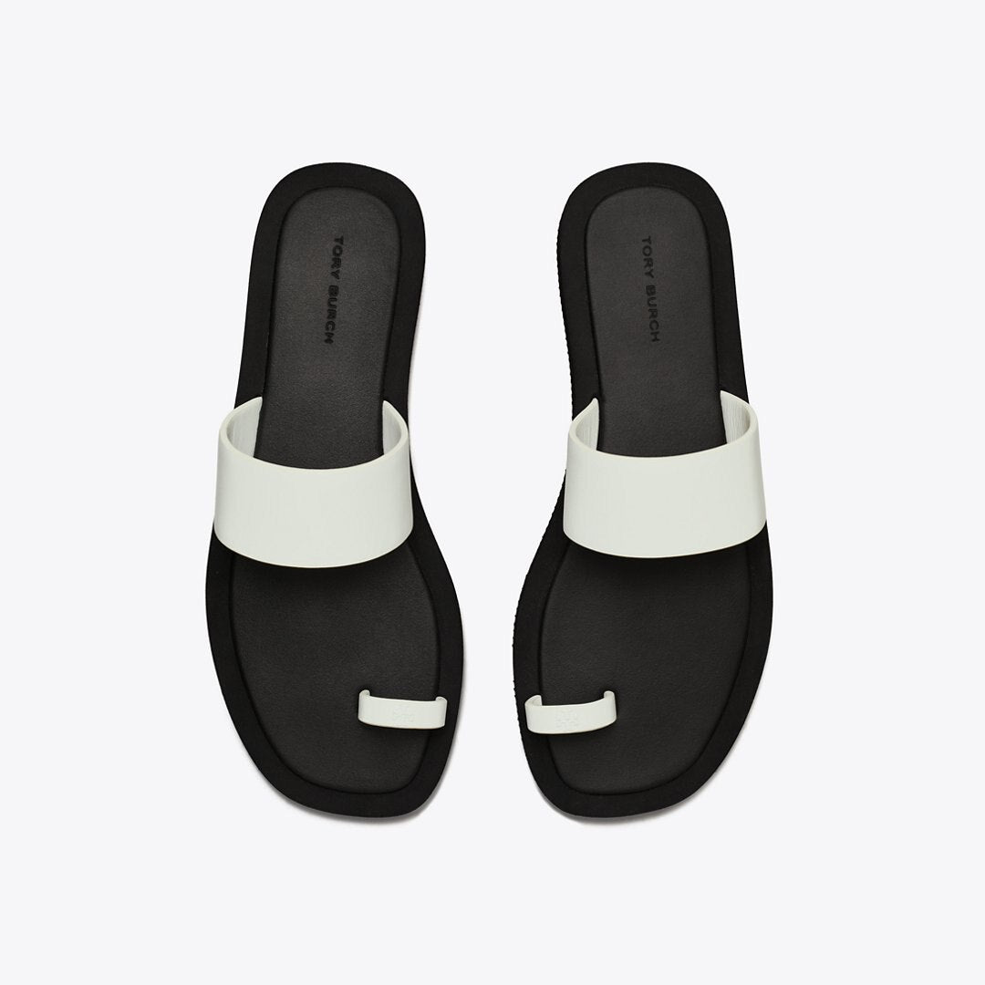 Tory Burch Toe Ring Slide CLOUD / PERFECT BLACK