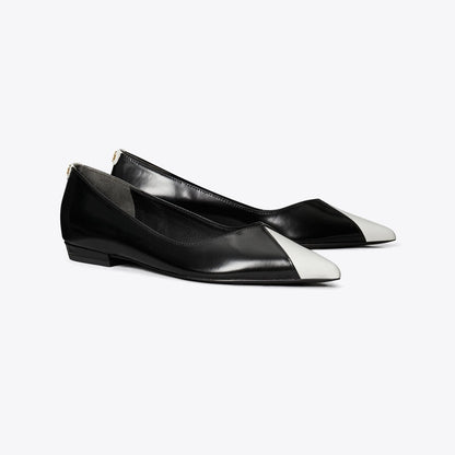 Tory Burch Triangle Pointed Flat PERFECT BLACK / SALT