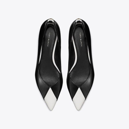 Tory Burch Triangle Pointed Flat PERFECT BLACK / SALT
