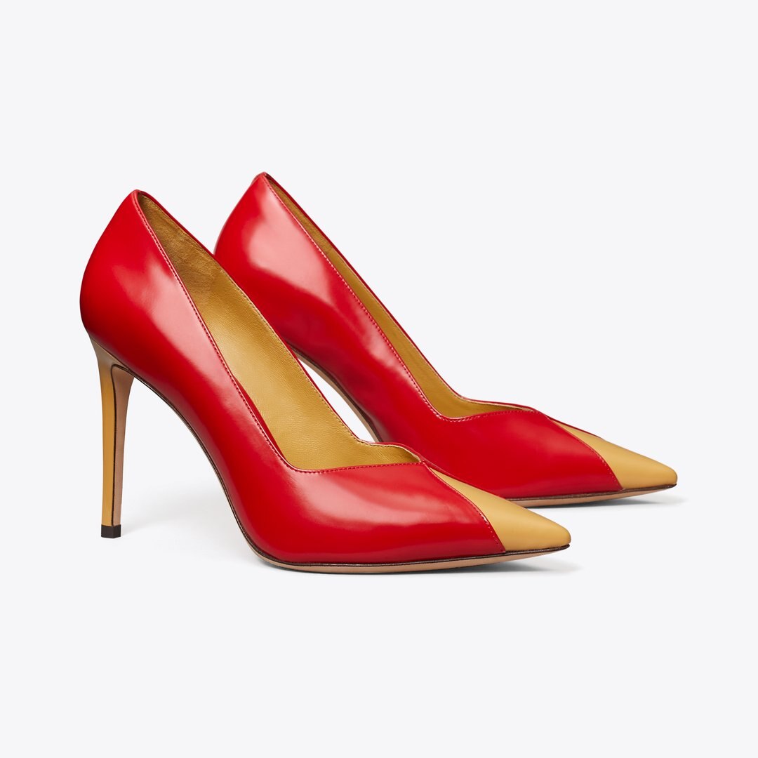 Tory Burch Triangle Pump TRIPLE RED / SAND BUFF