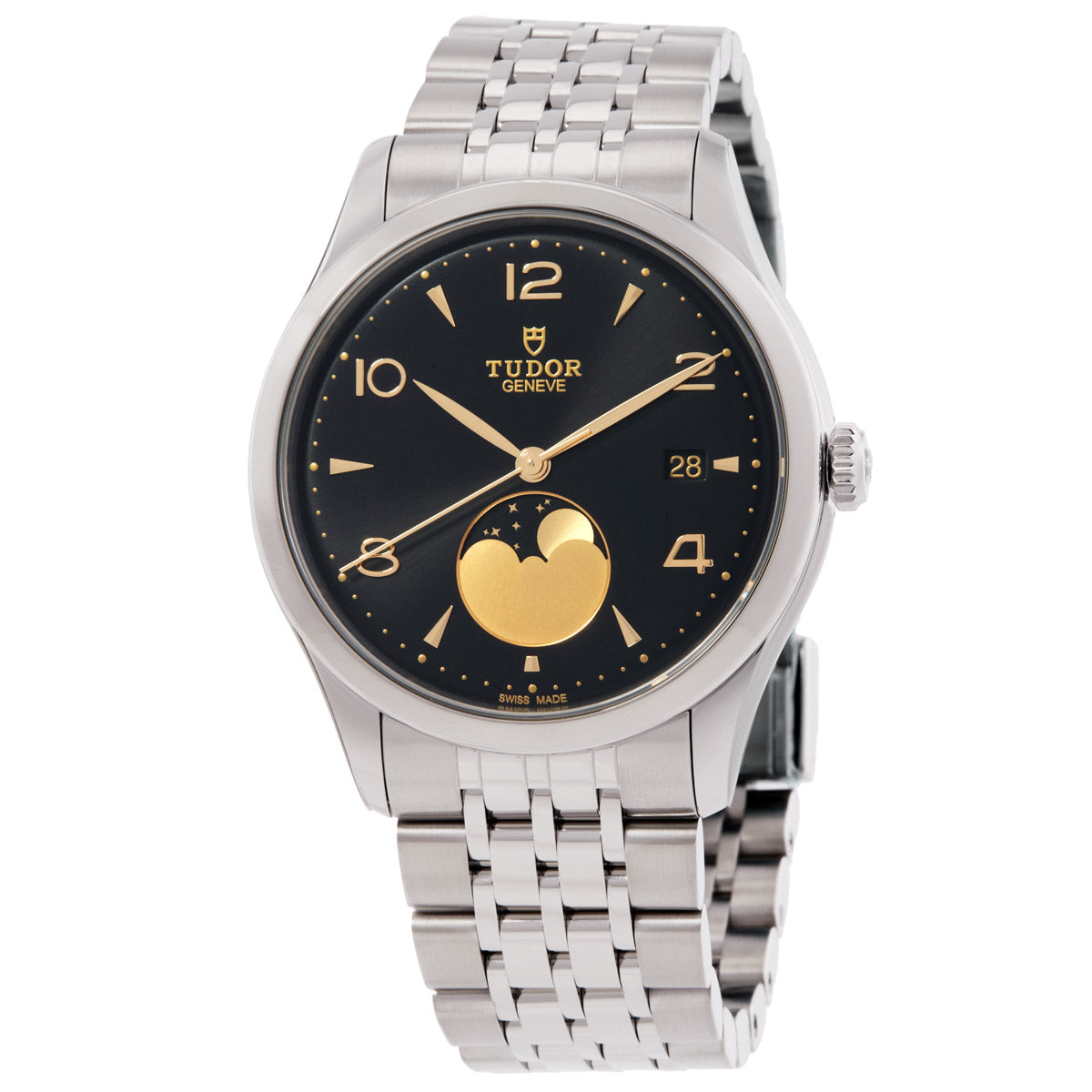 Tudor 1926 Luna Automatic Moon Phase Black Dial Mens Watch