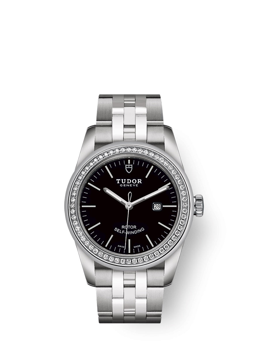 Tudor Glamour Date Automatic Diamond Black Dial Women's Watch