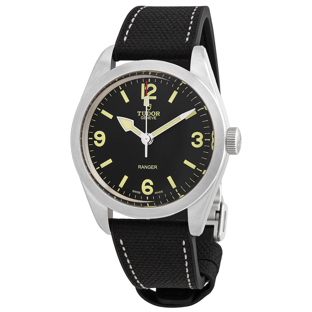 Tudor Ranger Automatic Black Dial Mens Rubber And Leather Watch