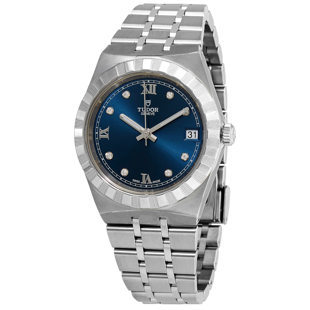 Tudor Royal Diamond Blue Sunray Dial Women's Watch