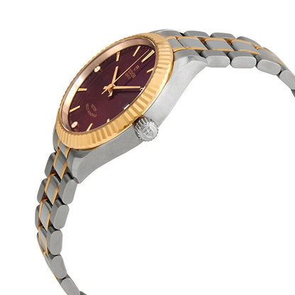 Tudor Style Automatic Diamond Burgundy Dial Women's Watch 12313-0015