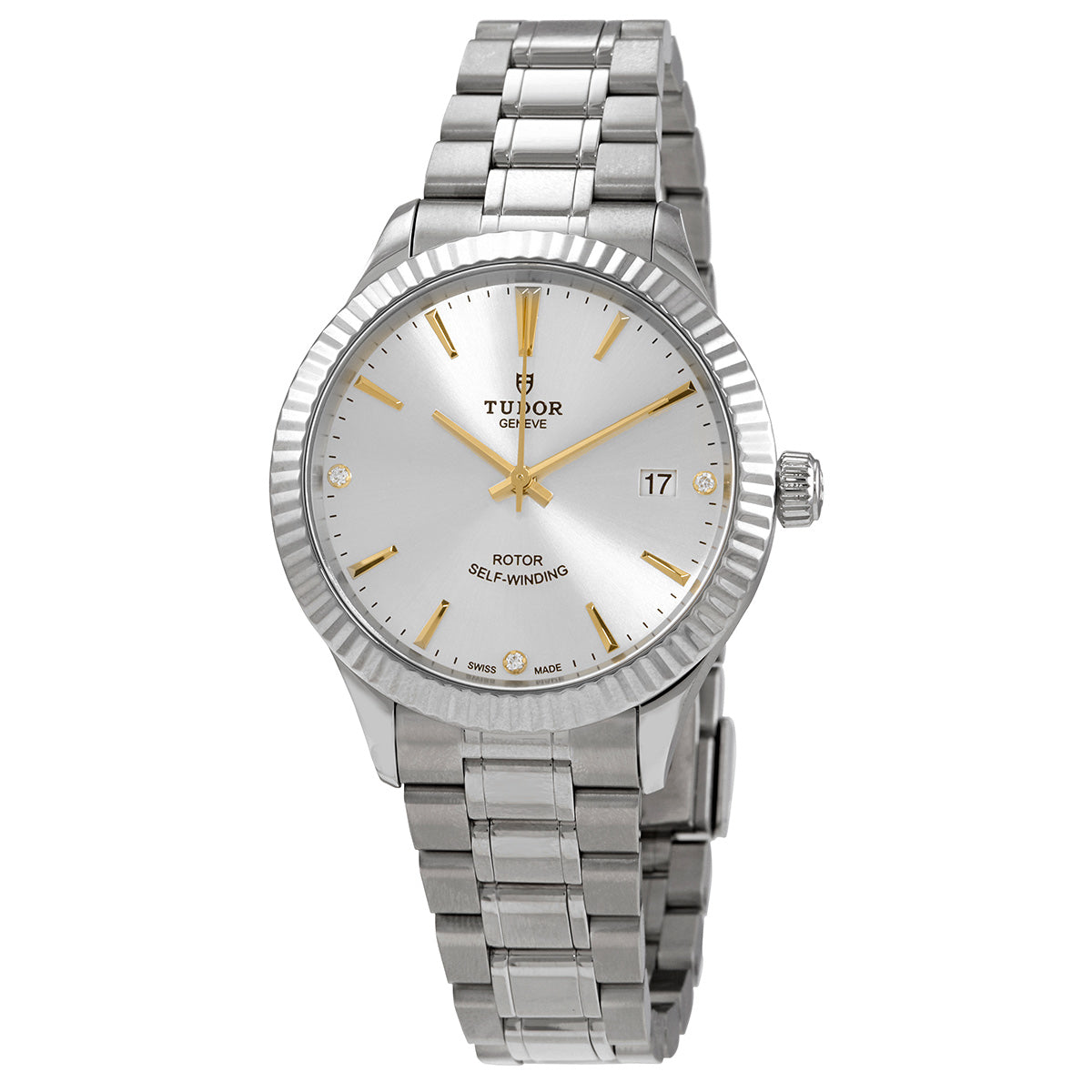 Tudor Style Automatic Diamond Silver Dial Unisex Watch