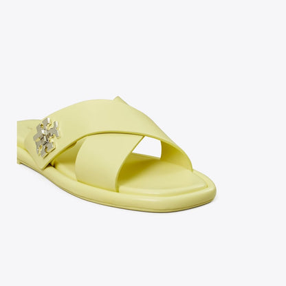 Tory Burch Turnlock Cross-Band Slide Frozen Zest