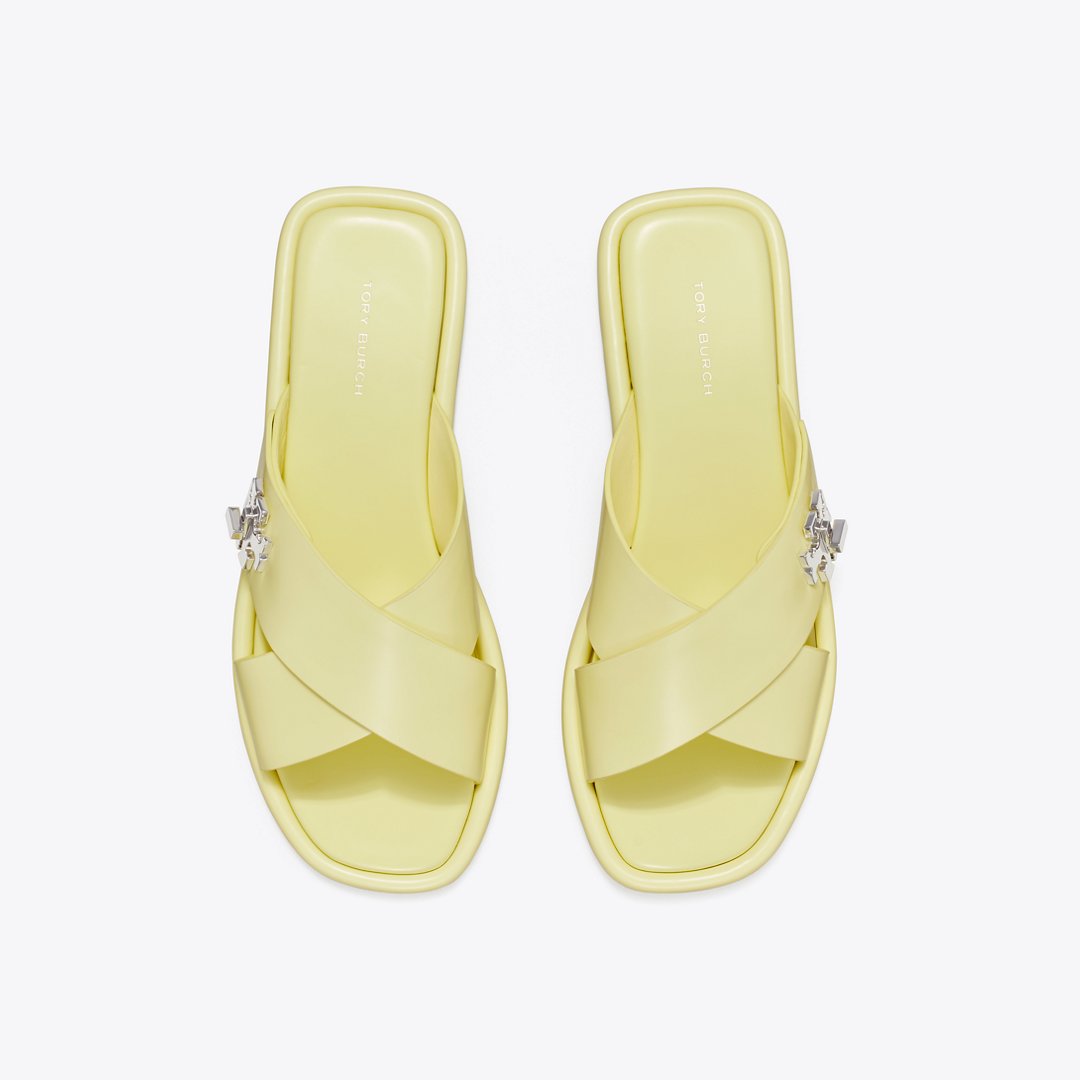 Tory Burch Turnlock Cross-Band Slide Frozen Zest