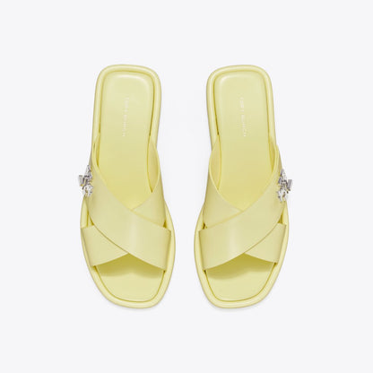 Tory Burch Turnlock Cross-Band Slide Frozen Zest