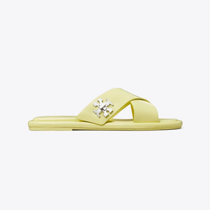 Tory Burch Turnlock Cross-Band Slide Frozen Zest