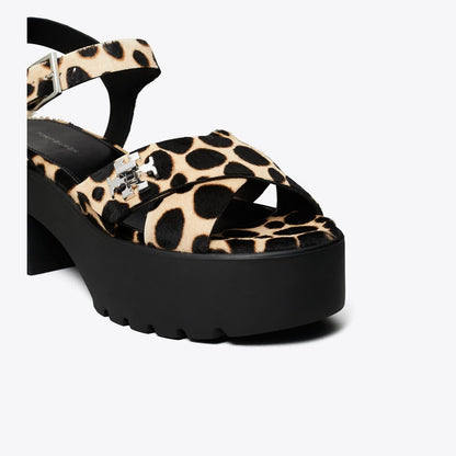 Tory Burch Turnlock Platform Lug Heeled Sandal TRENCH / PERFECT BLACK