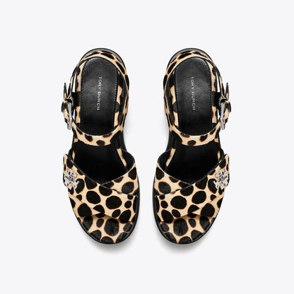 Tory Burch Turnlock Platform Lug Heeled Sandal TRENCH / PERFECT BLACK