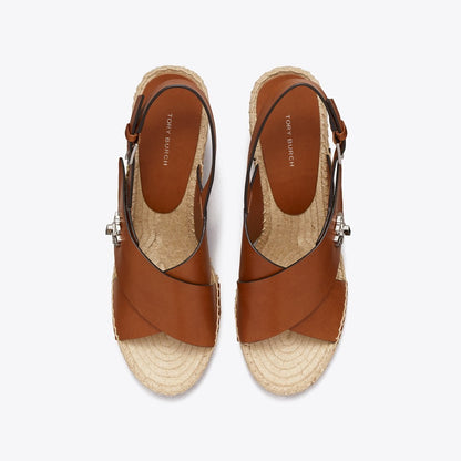 Tory Burch Turnlock Wedge Espadrille CLASSIC CUOIO