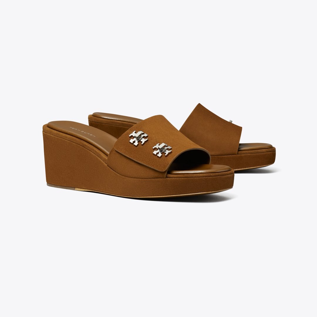 Tory Burch Turnlock Wedge Sandal COGNAC BROWN