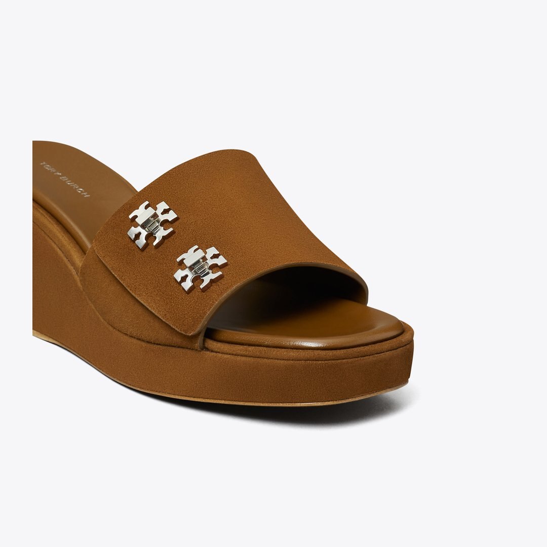 Tory Burch Turnlock Wedge Sandal COGNAC BROWN